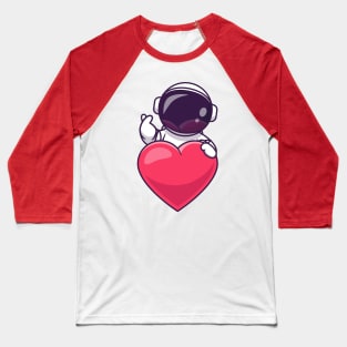 Cute Astronaut With Love Heart Cartoon Baseball T-Shirt